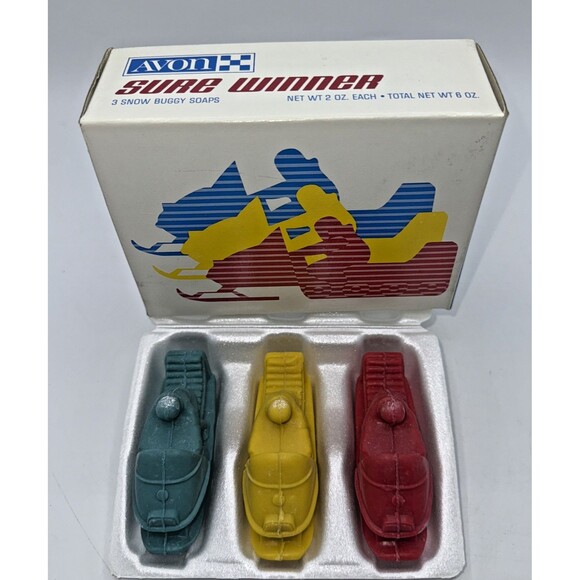 Vintage Avon SURE WINNER 3 Snow Buggy Snowmobile Soaps New Old Stock 1970s - Picture 2 of 10